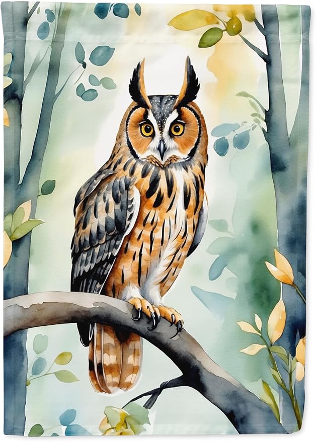 Caroline's Treasures LongEared Owl Garden Flag Mailbox Flag Decorative Yard Flag Banner Outside Patio Artwork Yard Flower Beds, Garden Size, Multicolor