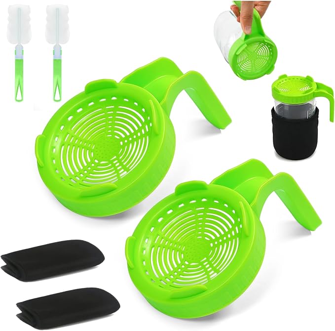 Mason Jar Sprouting Kit, Green, 6pcs, Wide Mouth Lids | Jars Not Included