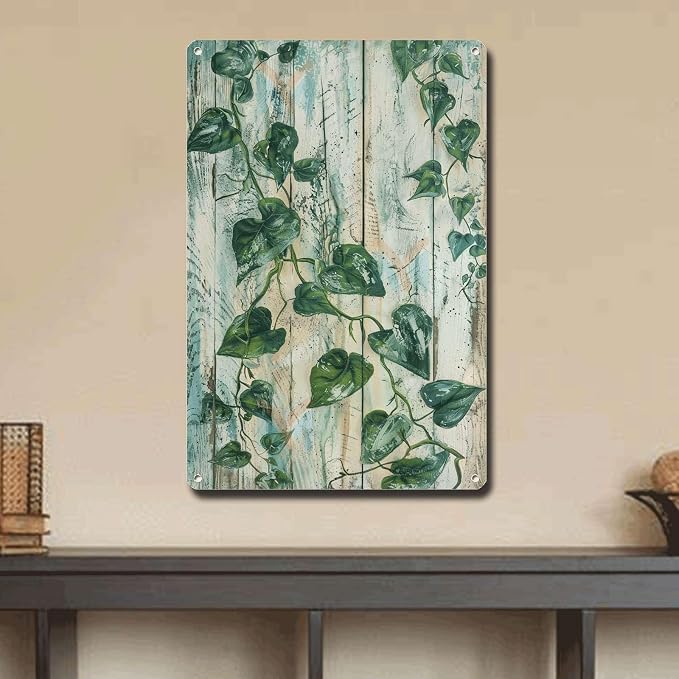 Metal Sign Tin Sign Vintage Wall Art Rustic Trail Pothos Tin Sign for Vintage Paintings Shabby Chic Decor and Easy Installation Funny Garden Signs for Home Decor 8×12 Inches