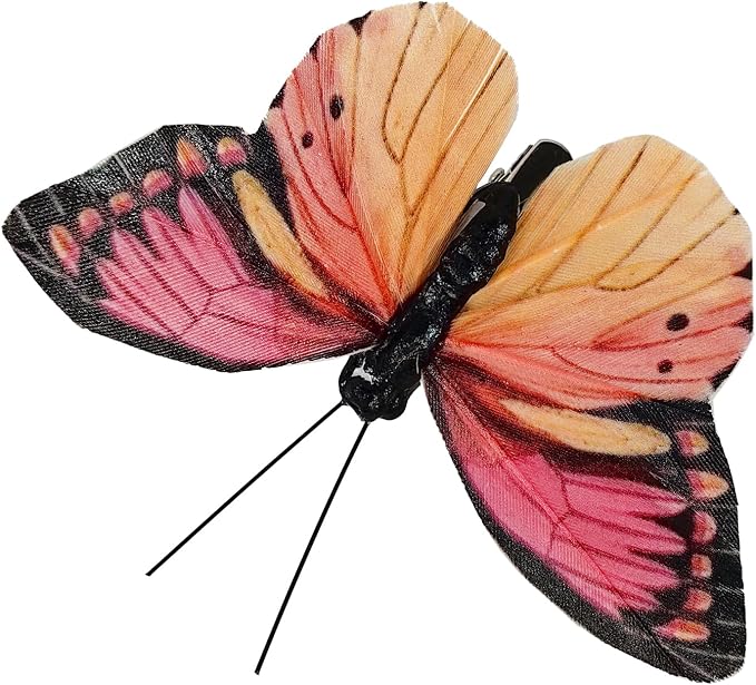 Berfutall-Artificial Feather 3D Butterfly Party Decorations Set of 12 with Clip 6 Color Ornaments for Home Decoration