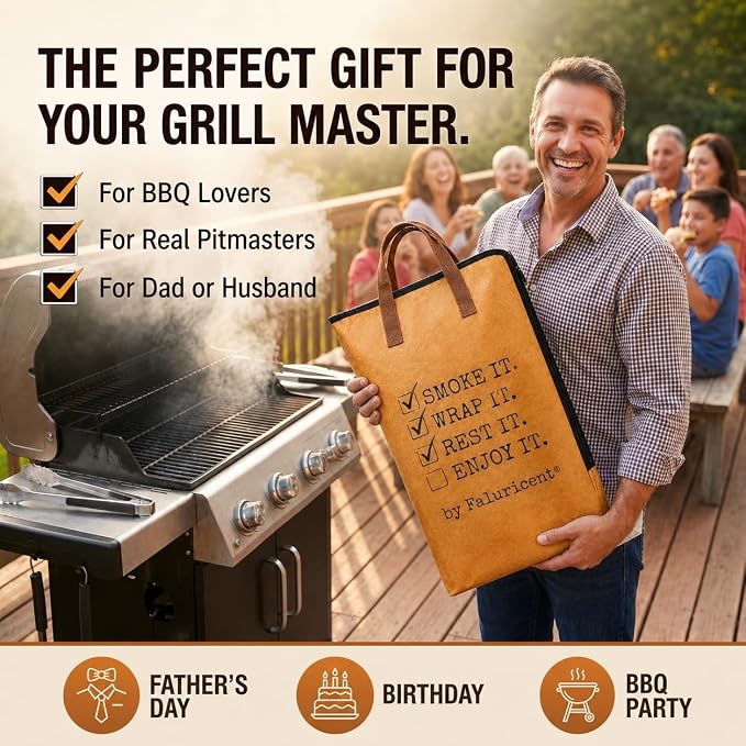 BBQ Blanket for Resting Meat, Insulated BBQ Meat Blanket for Juicy Tender Brisket, Meat Resting Blanket with 5 XL Butcher Paper Sheets, BBQ Gifts for Men Dad