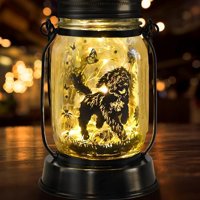 kyoryuger Portuguese Water Dog Gifts for Women/Men Portuguese Water Dog Solar Lanterns Mom Birthday Pet Lovers Lantern Pet Loss Memorial Lights Solar Garden Decoration for Yard, Patio,Backyard,Torches