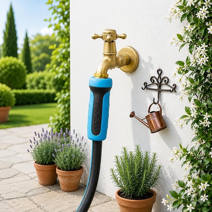 FEVONE Heavy Duty Garden Hose 3 ft, Leader Hose For Hose Reel | Flexible, Leak-Free, Lightweight, 5/8 ID, 600 PSI, 3/4 GHT Aluminum Fittings with Swivel Handles