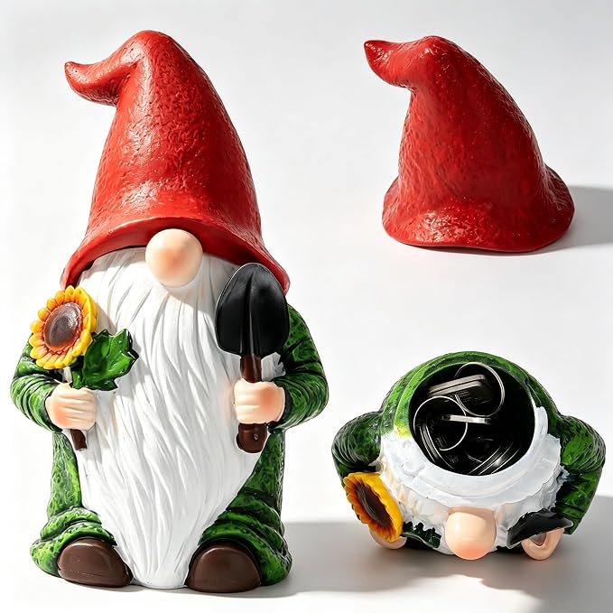 Hide A Key Outside Garden Gnome Statue, Outdoor Key Hiders Hidden Spare Key Holder Lock Box with Rotating Clasp, Yard Lawn Patio Garden Decor for Homeowners