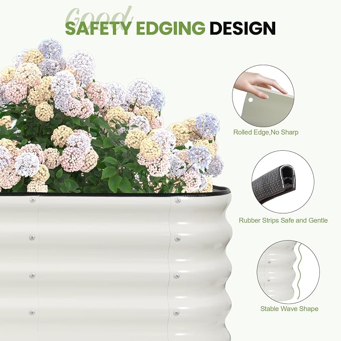 G GOOD GAIN Raised Garden Bed Kit - 5-in-1 Adjustable Galvanized Metal Planter Box with Protective Tape & Gloves & Tools | 8x3x1.4ft Outdoor Raised Bed for Gardening Vegetables, Flowers, Herbs, Green