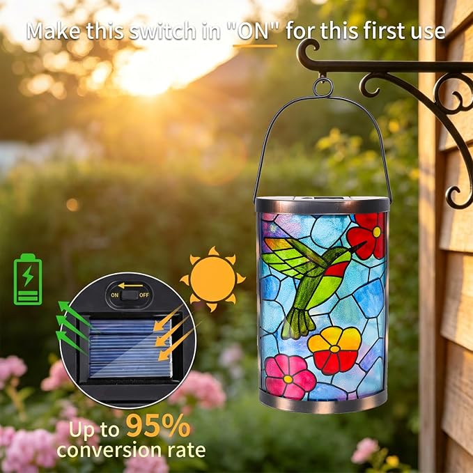 Hanging Solar Lantern Outdoor Decorative Waterproof LED Solar Hummingbird Lights Tabletop Lamp for Outdoor Patio Garden