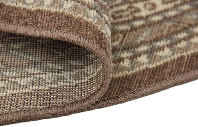 Unique Loom Williamsburg Collection Traditional Border with Dotted Center Area Rug, Round 5' 1" x 5' 1", Brown/Beige