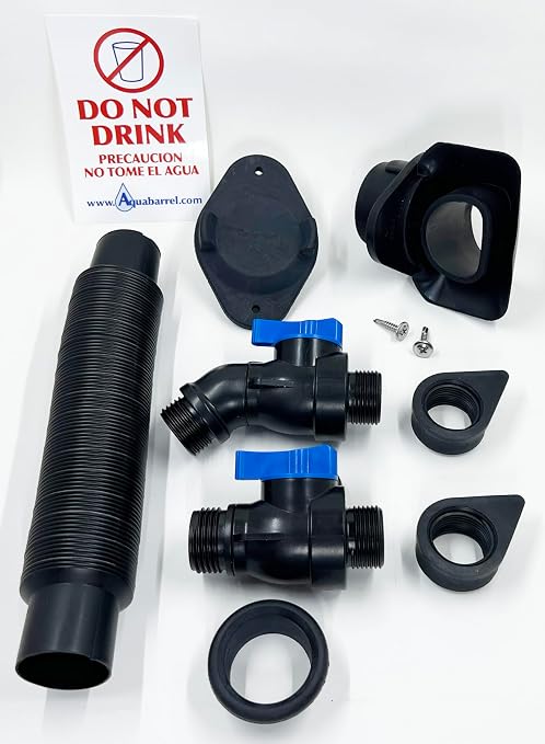 EarthMinded DIY Rain Barrel Parts Kit - 2x3 downspouts | Includes 2 shut off valves