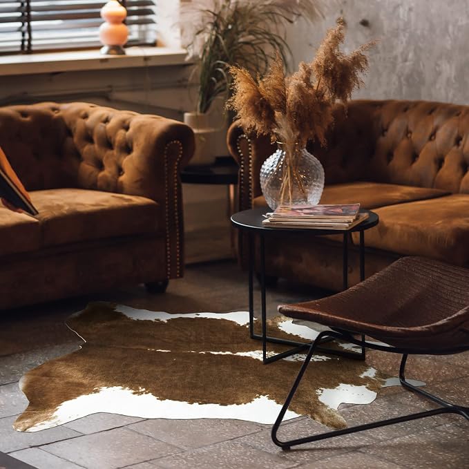 AROGAN Premium Faux Cowhide Rug 110 x70 cm/3.6 x 2.3 feet, Durable and Large Size Cow Print Rugs, Suitable for Bedroom Living Room Western Decor, Faux Fur Animal Cow Hide Carpet, Brown | Premium Cow Hide Carpet, Western Rug for Bedroom Living Room Deco...