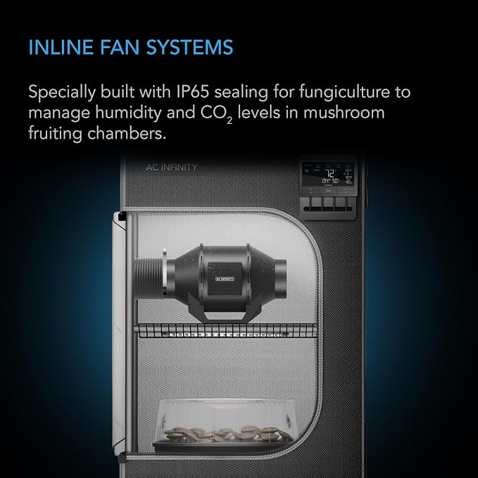 AC Infinity CLOUDLINE H4, Quiet 4” Inline Duct Fan with Speed Controller. | Humidity Proof IP65-Rated Ventilation Exhaust Fan in Grow Tents, Mushroom Fruiting Chambers for Propagation and Fungiculture