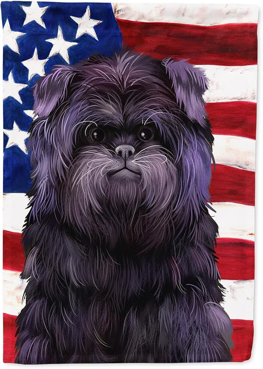 Caroline's Treasures CK6382CHF Affenpinscher American Flag House Flag Large Porch Sleeve Pole Decorative Outside Yard Banner Artwork Wall Hanging, Polyester, House Size, Multicolor