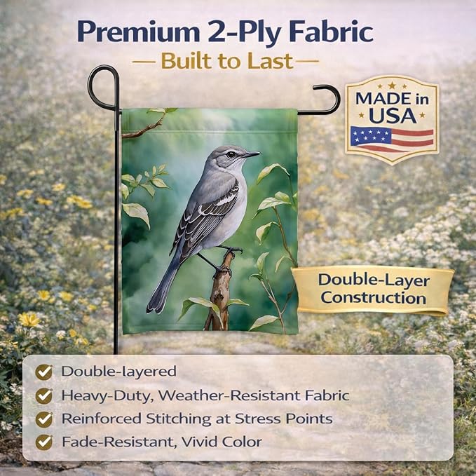 Caroline's Treasures Tennessee Northern Mockingbird Garden Flag Mailbox Flag Decorative Yard Flag Banner Outside Patio Artwork Yard Flower Beds, Garden Size, Multicolor