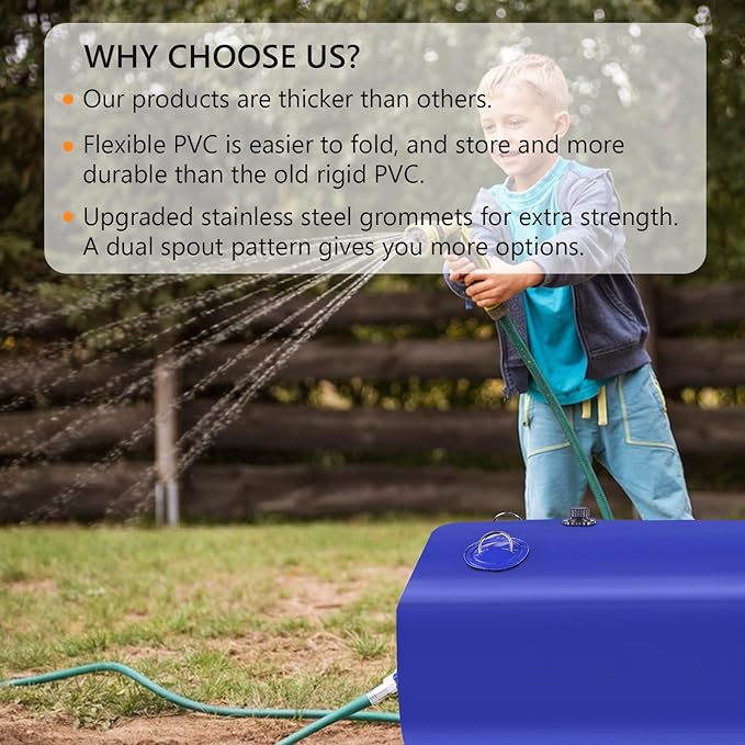 Water Tank, 65 Gallon Water Storage Bladder, Foldable Portable Water Storage, Large Water Storage Containers with 3/4" PVC Spigot and Hose Kit for Camping, Garden, Emergency Water Bag