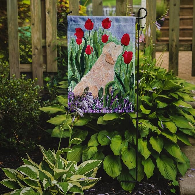 Caroline's Treasures SS8610GF Golden Retriever Garden Flag Mailbox Flag Decorative Yard Flag Banner Outside Patio Artwork Yard Flower Beds, Garden Size, Multicolor