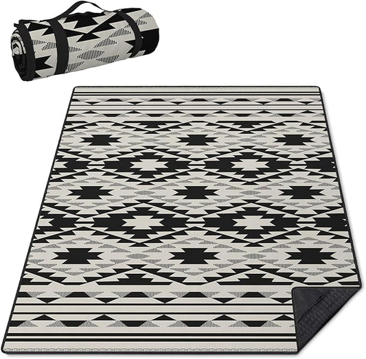 Boho Picnic Blankets Waterproof Foldable, 60″X80″ Thick Three Layer Picnic Mat Tribal Outdoor Blanket for Grass, Beach Blanket Sandproof Picnic Accessories for Camping Party Park Patio