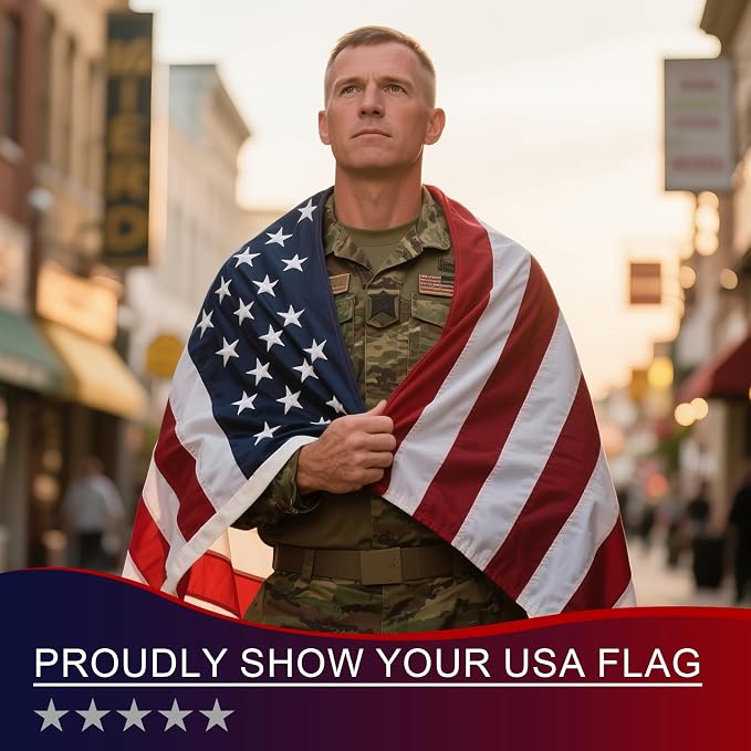 Chillchard 8x12 FT American Flag for Outside Heavy Duty - TearProof US Flag | Ultra Anti-Fade & Waterproof Outdoor Spun USA Flag Fly in High Wind with Embroidered Stars, Brass Grommets for All Weather