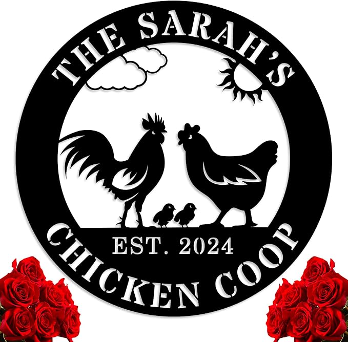 Personalized Metal Chicken Coop Sign | Custom Farm Name Plaque | Custom Chicken Name Sign | Outdoor Farmhouse Decor | Rustic Chicken Coop Metal Sign | Chicken Coop Gifts | Chicken Decor