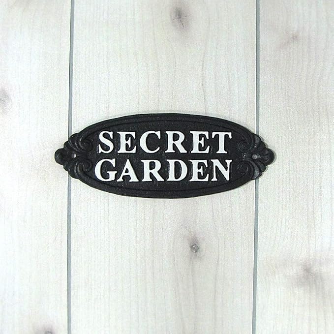 Cast Iron Embossed Secret Garden Wall Sign Lawn Yard Art Home Decor Door Gate Plaque