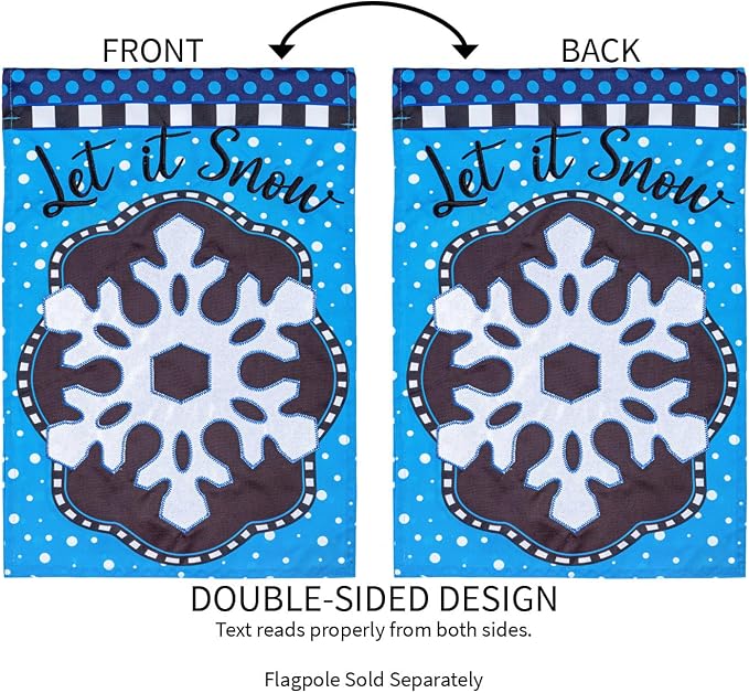 Evergreen Flag Patterned Snowflake Applique Garden Flag | 12x18 Inches Double Sided Christmas Garden Flag for Outside | Weather and Fade Resistant | Outdoor Flag Décor for Home, Yards and Gardens