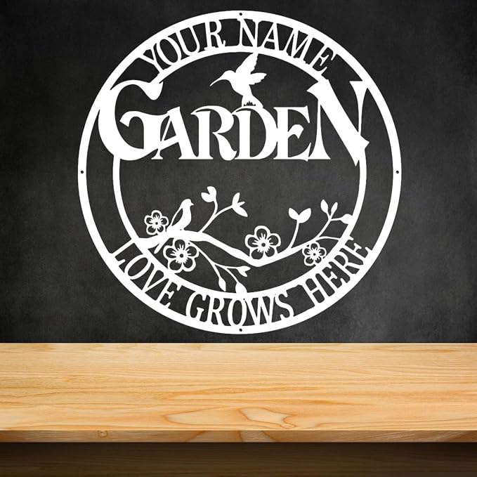 CFC0121319 Customized Name Wall Art for Outdoor Decor，Large Garden Sign, Metal Garden Signs to Personalize, Personalized Metal Signs, for Vegetable She Shed，Outdoor metal plaque