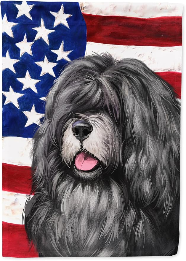 Caroline's Treasures CK6475CHF Portuguese Sheepdog American Flag House Flag Large Porch Sleeve Pole Decorative Outside Yard Banner Artwork Wall Hanging, Polyester, House Size, Multicolor