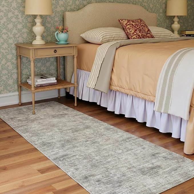 GarveeHome Washable Runner Rug for Kitchen 2x6 Hallway Runner Rug Non Slip, Modern Solid Color Area Rugs Non Shedding Low Pile Contemporary Carpet for Bathroom, Entryway, Bedroom, Camel