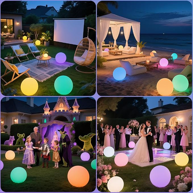 12-in Solar Garden Globe Light Outdoor, Solar Glowing Ball Light w/Remote, 16 RGB Color Changing Waterproof Large Outdoor Orb Lamp, Landscape Lighting Mood Lamp w/Ground Stake for Patio Yard Lawn Path