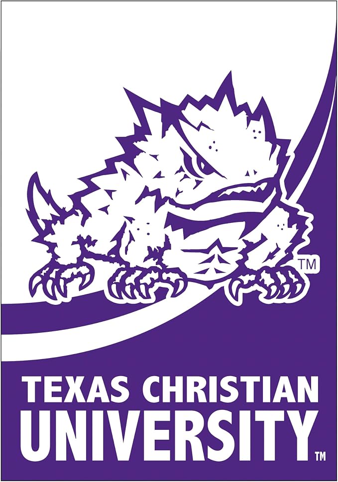 NCAA Texas Christian University House Flag, 28 x 44, Double Sided Garden Flags for Outside, Outdoor College Flags & Banners for Gardens Patio, Indoor Wall Decor Flag for Room