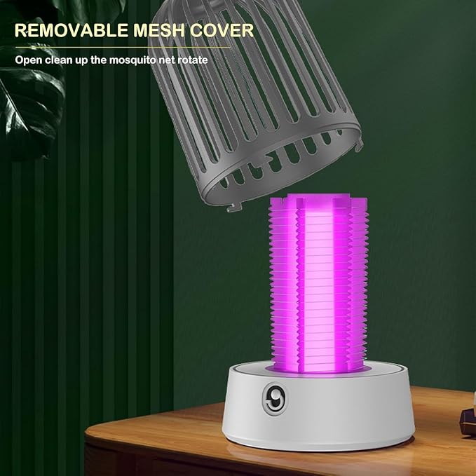 Electric Bug Zapper for Indoor Outdoor Rechargeable Mosquito Trap and Fly Killer Portable with USB, Ultraviolet and Security Grid for Home Kitchen, Patio,Backyard, Balcony,Garage,Camping,Grey