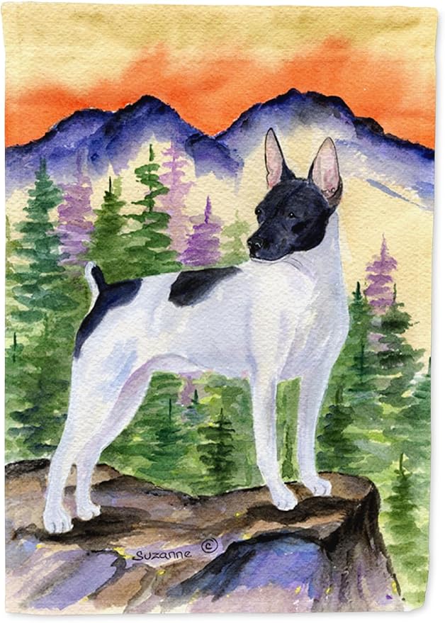 Caroline's Treasures SS8224GF Rat Terrier Garden Flag Mailbox Flag Decorative Yard Flag Banner Outside Patio Artwork Yard Flower Beds, Garden Size, Multicolor