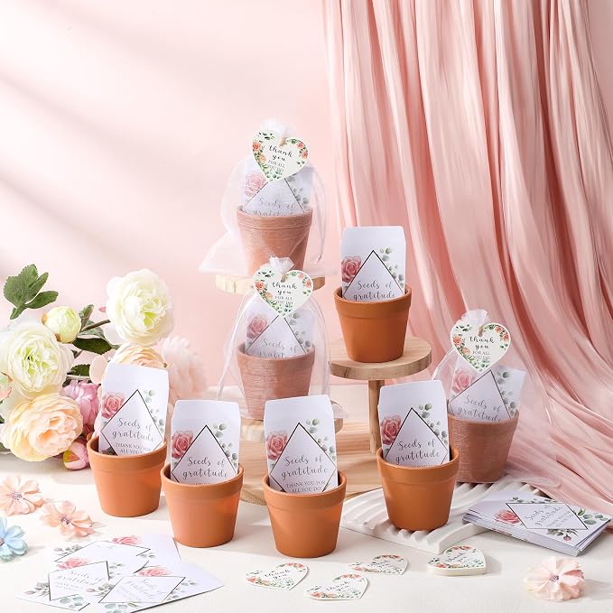 Ctosree 24 Sets Appreciation Gifts Thank You for All You Do Seed Packets Flowerpot Thanks Tags Organza Bags for Coworker Staff Employee Nurse Appreciation Gifts