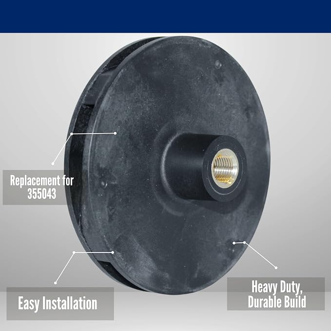 Superflo Impeller 3/4 HP 355043 Compatible with Pentair Superflo, SuperMax, Pinnacle, Challenger 3/4 HP Pool and Spa Pumps - Durable Heavy Duty Pump Impeller Replacement (355043 3/4 HP)