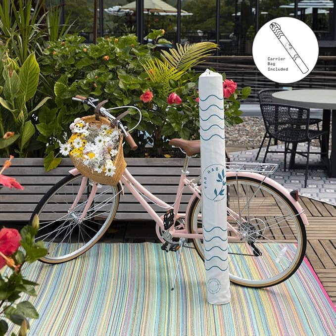 Fab Habitat Outdoor Rug - Waterproof, Fade Resistant, Crease-Free - Premium Recycled Plastic - Ombre - Patio, Porch, Deck, Balcony - Big Sur - Teal - 5 x 8 ft