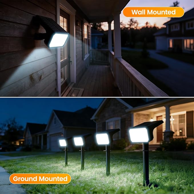 Fabrito 10 Pack Solar Spot Lights Outdoor Waterproof IP67, [108 LEDs, 4 Modes] Dusk to Dawn Spotlights with 1500mAh Battery for All Night, Landscape Lights for Tree, Yard, Pool, Pathway, Cool White