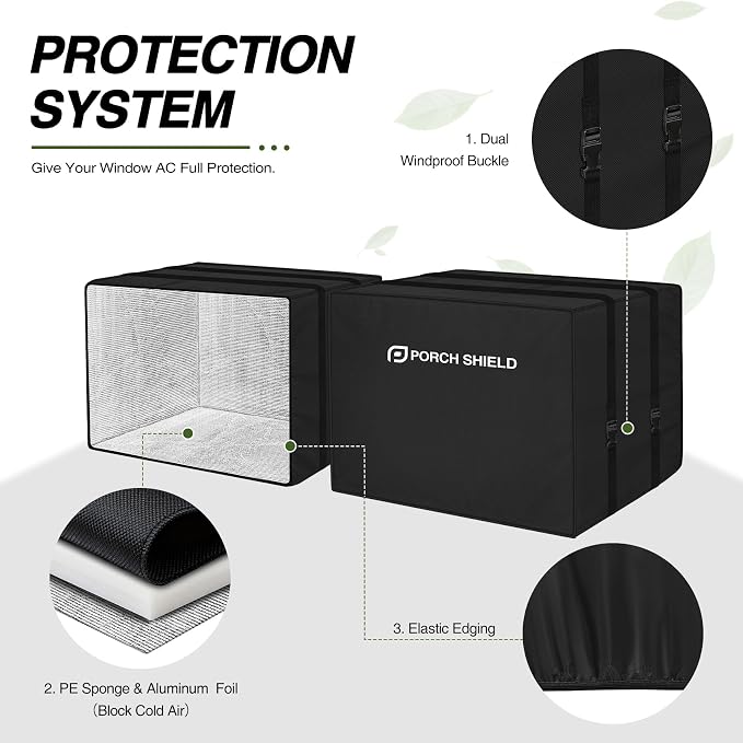 Porch Shield Outdoor Window AC Cover – Winter Insulation Window Air Conditioner Cover for Outside Up to 25"L x 20"D x 17"H, Black
