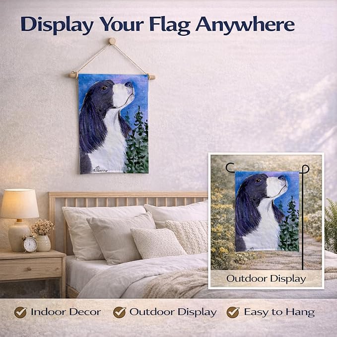 Caroline's Treasures SS8985GF English Springer Spaniel Garden Flag Mailbox Flag Decorative Yard Flag Banner Outside Patio Artwork Yard Flower Beds, Garden Size, Multicolor