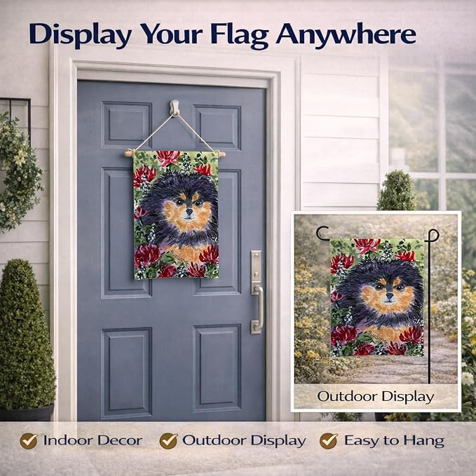 Caroline's Treasures SS8727GF Pomeranian Garden Flag Mailbox Flag Decorative Yard Flag Banner Outside Patio Artwork Yard Flower Beds, Garden Size, Multicolor