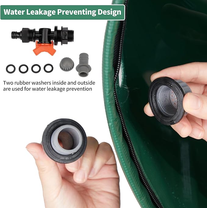 50 Gallon Collapsible Rain Barrel, Portable Rainwater Collection System, Water Storage Tank, Rain Catcher Barrel with Spigots and Overflow Kit, Rain Water Barrel Collector for Garden, Green