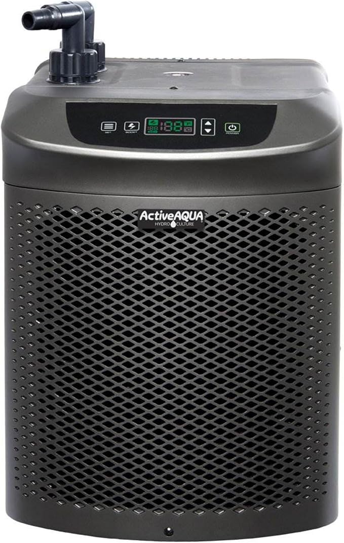 Active Aqua Hydroponic Water Chiller, 0.25 HP, Pure Titanium, 40-92 Gallon | Portable Cooling System with Boost Function for Aquaponics, Cold Plunge Baths & Aquariums, Evaporator Cooler for Reservoirs