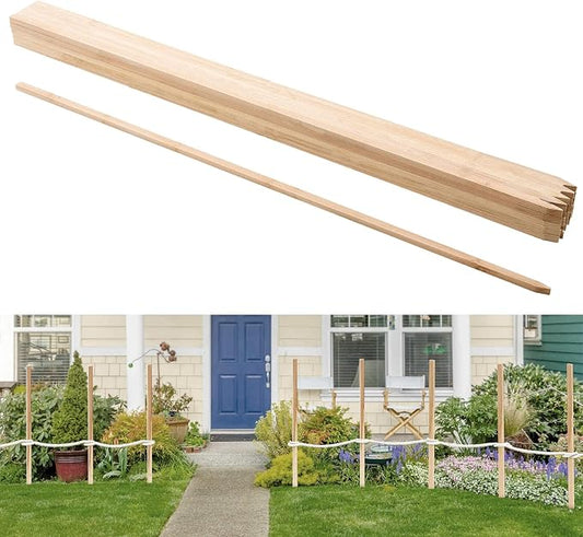 VEVOR Wooden Garden Stakes, 25 Pcs 48x0.5x0.69 in Survey Grading Stakes, Garden Ground Stake with Sharp Point, Fir Wood Plant Support Stake, Sign Posts for Silt Fence Backyard Boundaries Baselines