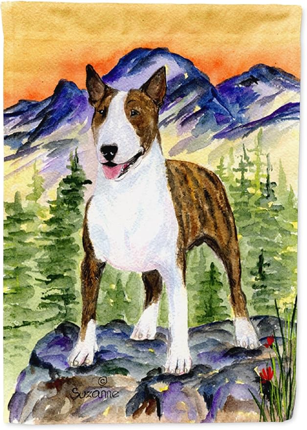 Caroline's Treasures SS8167GF Bull Terrier Garden Flag Mailbox Flag Decorative Yard Flag Banner Outside Patio Artwork Yard Flower Beds, Garden Size, Multicolor