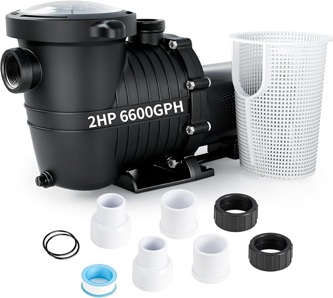 LANCHEZ In/Above Ground Pool Pump, High Flow Self Primming Swimming Pool Pumps Above Ground, Jet black