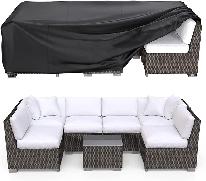 Patio Furniture Covers, Heavy Duty 600D Outdoor Furniture Cover Waterproof, Sectional Sofa Set Covers Table and Chair Set Cover,138"L×86"W×28"H