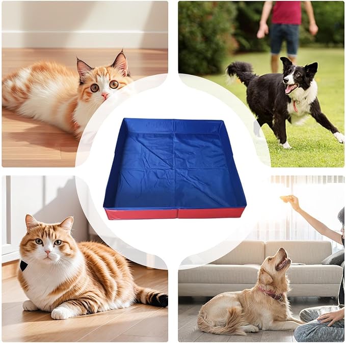 PVC Folding Pet Swimming Pool, 50×50cm Cool Cat and Dog Swimming Pool, Non-Inflatable Dog Paddling Pool, Small Pet Bathtub