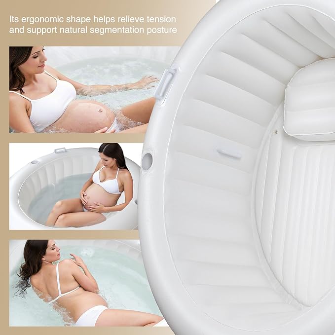 Birth Pool in Marshmallow – Premium Birth Tub with Electric Air Pump & Liner, Birthing Pool for Home Birth,Doula or Midwife Home Birth Kit, Multi-Functional Pool for Relax