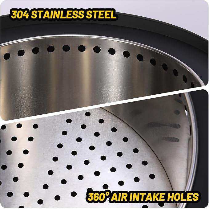 30 Inch Smokeless Outdoor Fire Pit, Outdoor Firepit Table with Removable Ash Pan,Bamboo Lid, Rainproof Cover,Portable Metal Firepit for Patio, Backyard, Camping