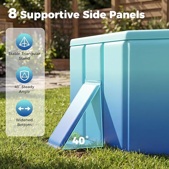 Goplus Foldable Non-Inflatable Swimming Pool, Portable Rectangle Around Ground Pool with 24 Hard Shell, Drain Hose, Outdoor Collapsible Kiddie Pool for Backyard Garden (Mint Green,99x52 in)