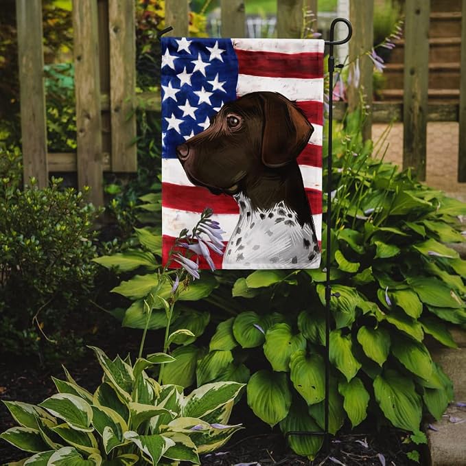 Caroline's Treasures CK6634GF Old Danish Pointer Dog American Flag Garden Flag Mailbox Flag Decorative Yard Flag Banner Outside Patio Artwork Yard Flower Beds, Garden Size, Multicolor