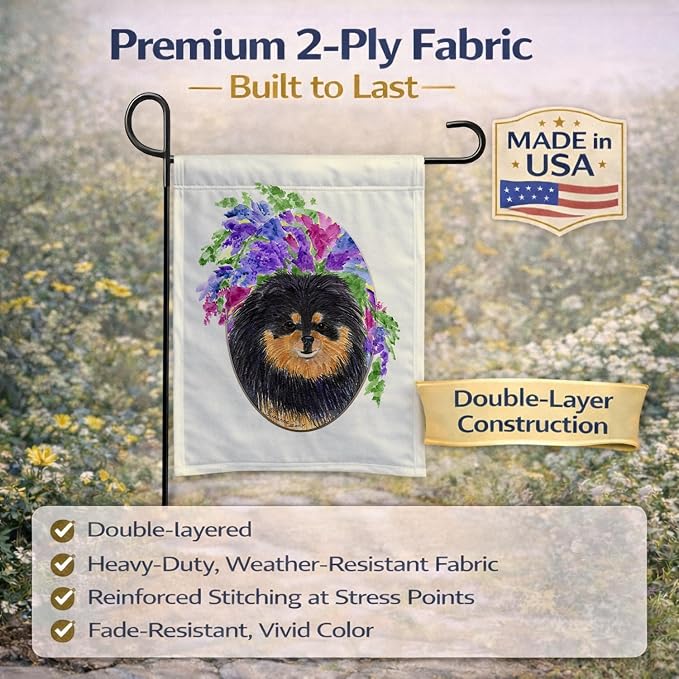 Caroline's Treasures SS8075GF Pomeranian Garden Flag Mailbox Flag Decorative Yard Flag Banner Outside Patio Artwork Yard Flower Beds, Garden Size, Multicolor