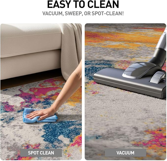 Rugshop Modern Abstract Living Room Non-Shedding Area Rug Multi 7'10" x 10' | Rectangular, Size 7'10" x 10', Bedroom, Dining Room, Home Office, Kitchen, Entryway, Hallway, Nursery, Kids Room, Guest Room